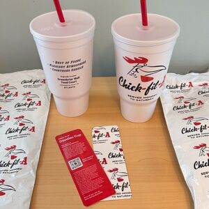 Set of 2 Chick Fil A Retro Collectors Cups Doodles